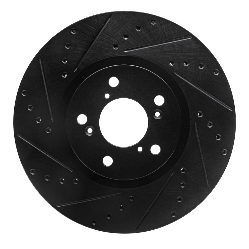 Acura MDX Brake Rotor (1) - Front Left - R1 Concepts - Drilled & Slotted - Black - `07-`20